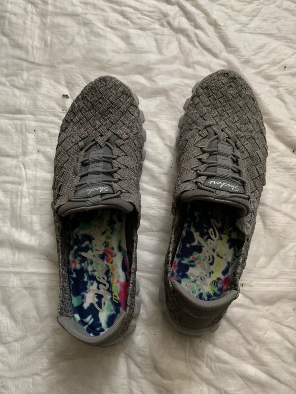 Skechers woman Gray Woven Slip-On Comfort Shoes